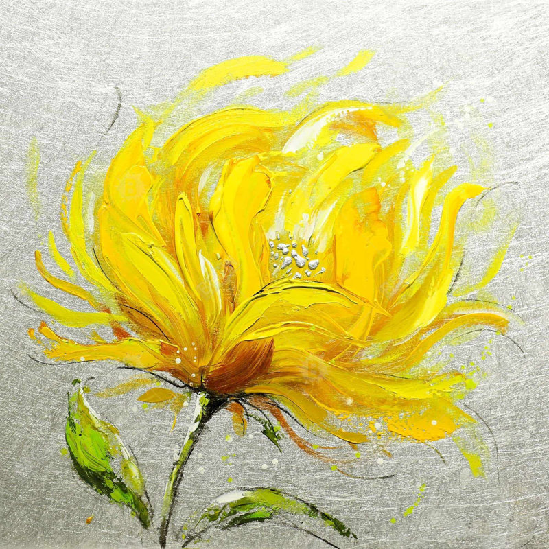 Toile jaune botanique à fleurs jaunes moelleuses | Décoration contemporaine