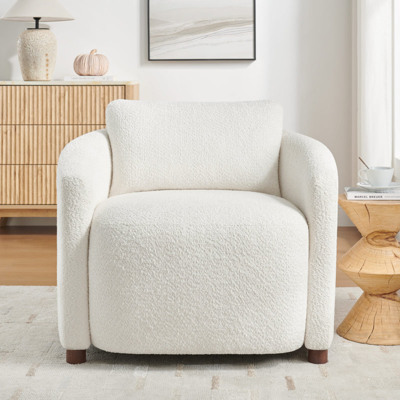 Chaise d'appoint rembourrée 34,1 po avec coussin de dossier amovible, Blanc