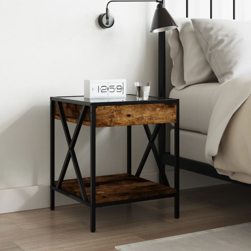 40cm W Bedside Table, Smoked oak