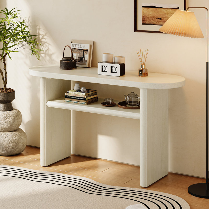 Console avec bords arrondis et tablette robuste, Gris délavé