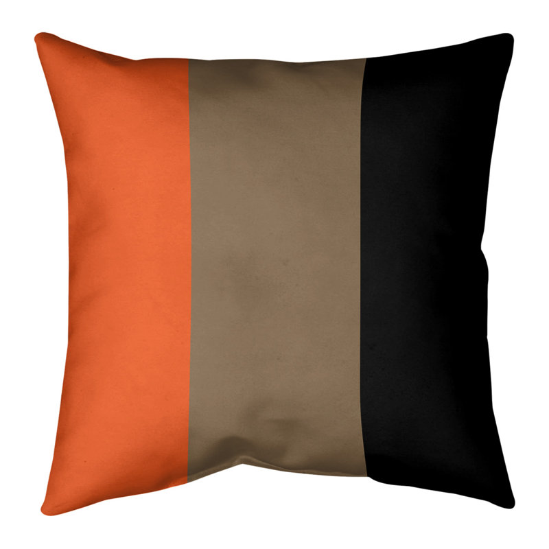 Housse de coussin San Francisco, 14 po x 14 po, Orange / doré / noir, Pas de bourre