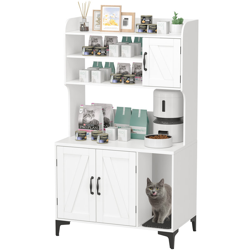 Meuble de litière pour chat Modern Modern, White