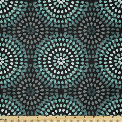 Crystella Retro Floral Composition with Dotted Motifs Multi-Purpose Fabric