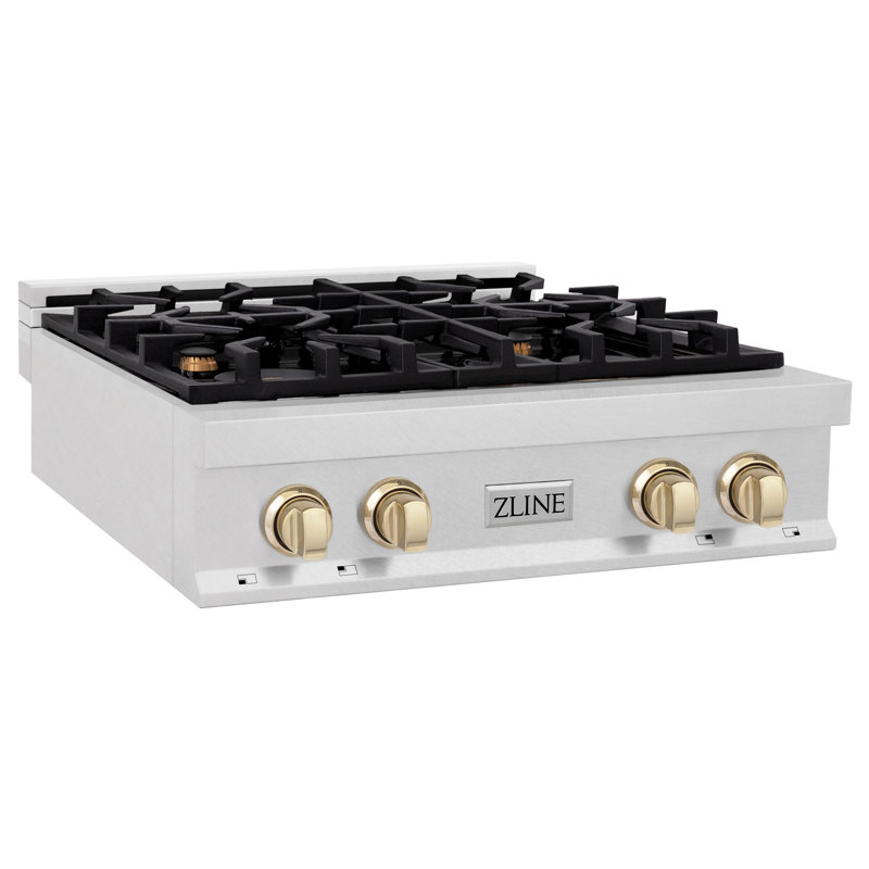 ZLINE Autograph Edition 30 in. Legacy Gas Rangetop with 4 Burners and Porcelain Cooktop in Satin Stainless Steel
