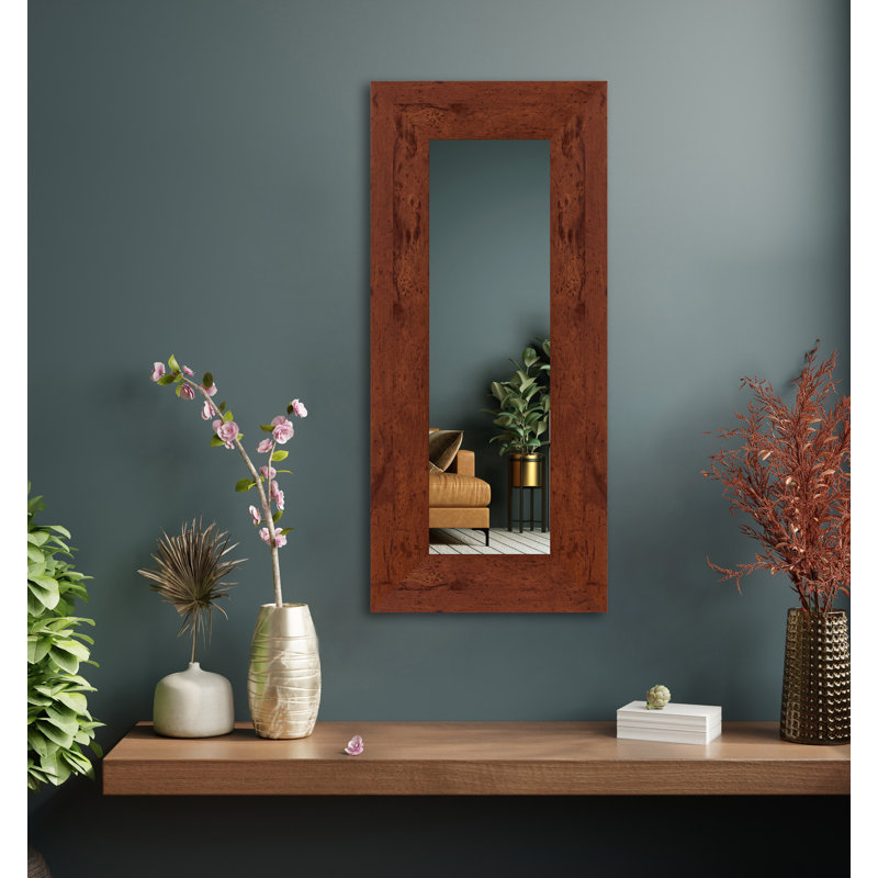 Miroir mural Gartha, 16 po x 33 po, Noyer foncé