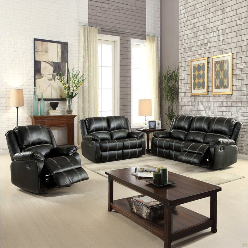 Synthetic Leather 3Pcs Living Room Recliner Set