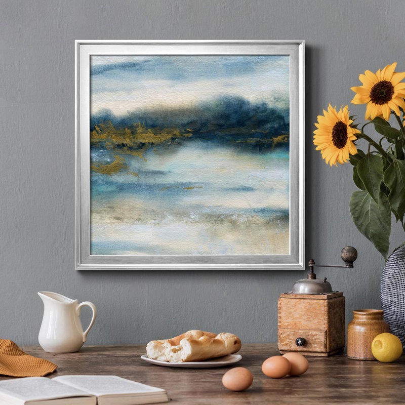 Golden Marshlands - Peinture sur toile encadrée, H 34,5 po x l 34,5 po x P 1,5 po, Argent