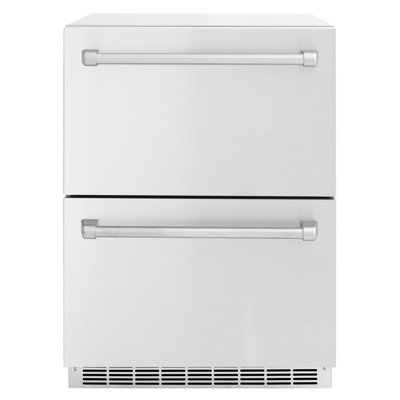 ZLINE Autograph Edition 24 In. Touchstone Refrigerator Drawer in Black Matte and Gold