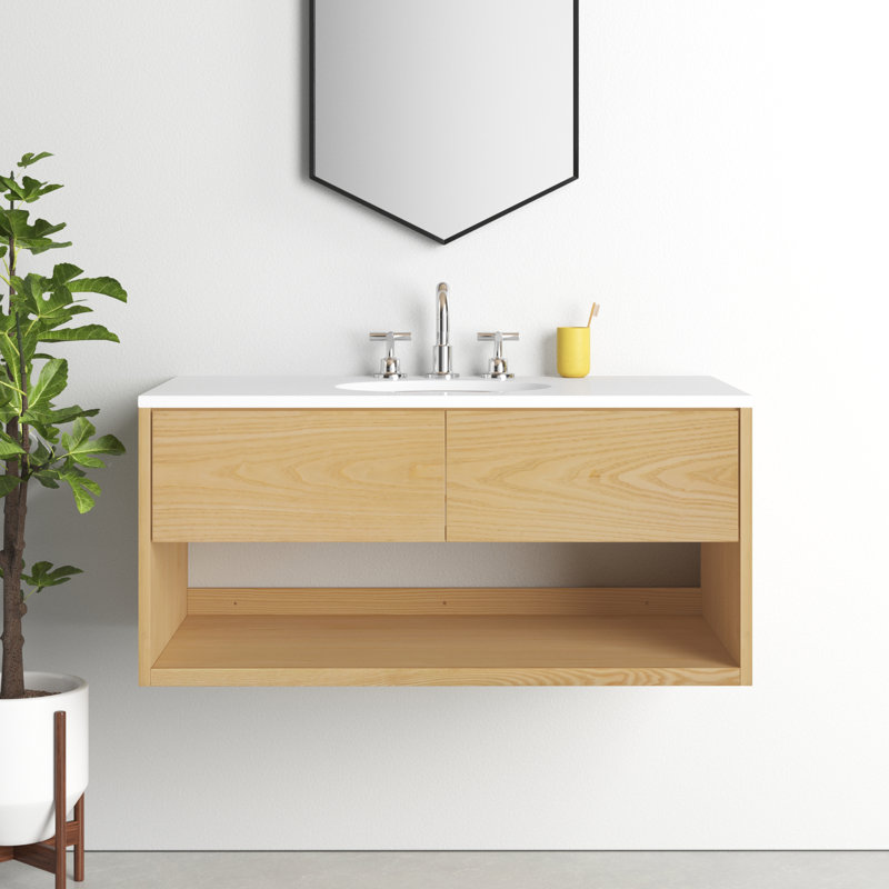 Redbridge 42'' Single Wall Mounted Bathroon Vanity with Quartz Top