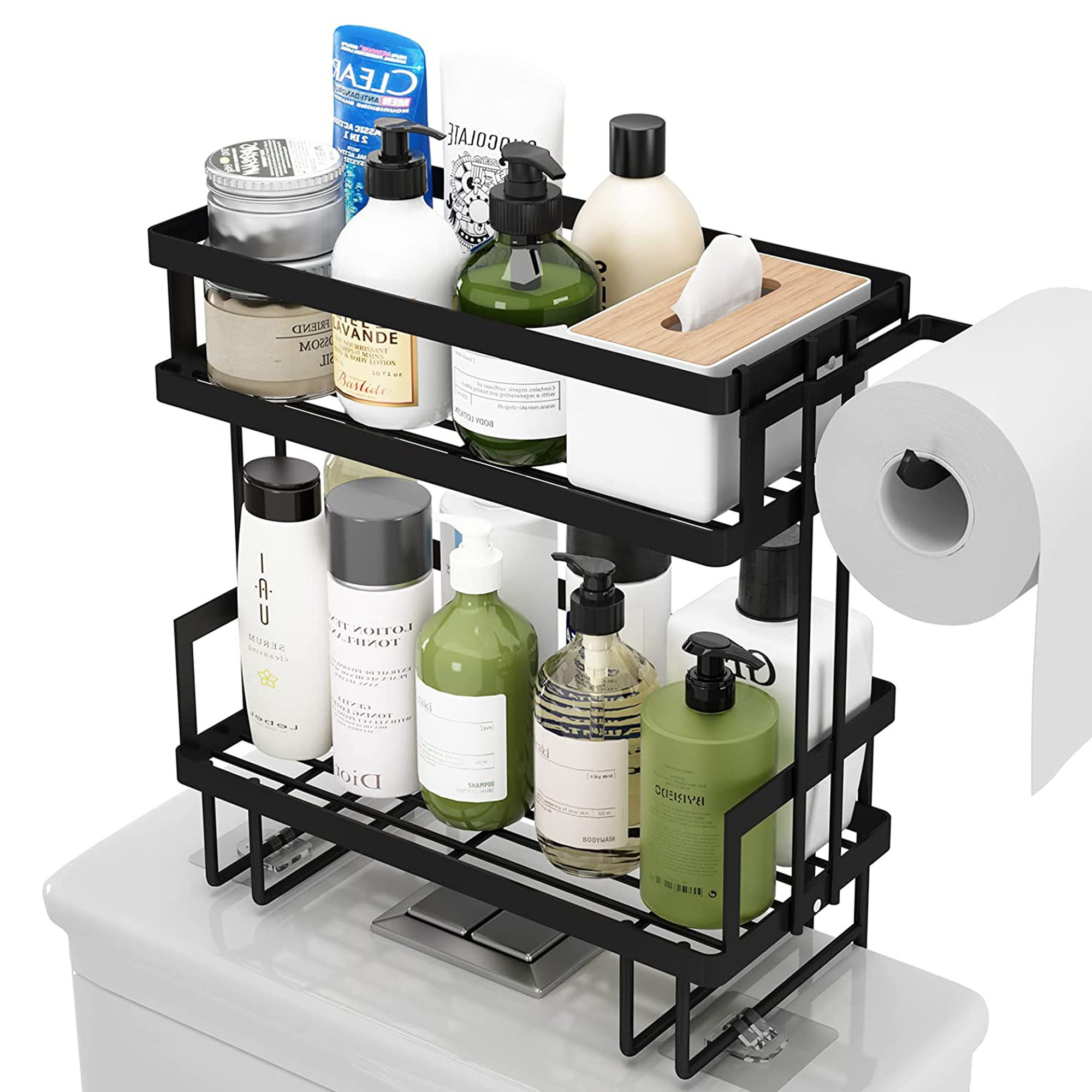 Latitude Run® Khalon 2 Tier Over the Toilet Shelf, Bathroom Organizer ...