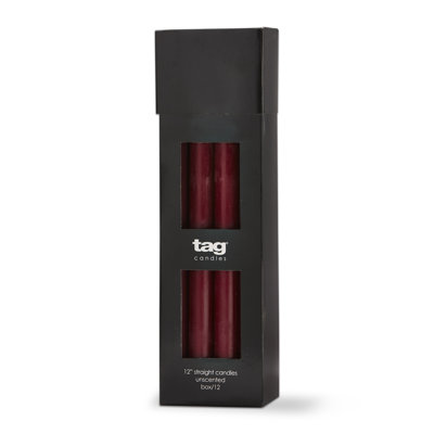 Color Studio Bougies coniques droites de 12 pouces, coffret de 12 bougies couleur vin