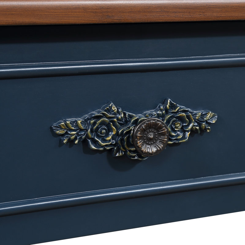 Driscilla Retro Style Solid Wood Console Table, Navy