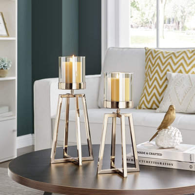 2 Piece Metal Tabletop Hurricane Set
