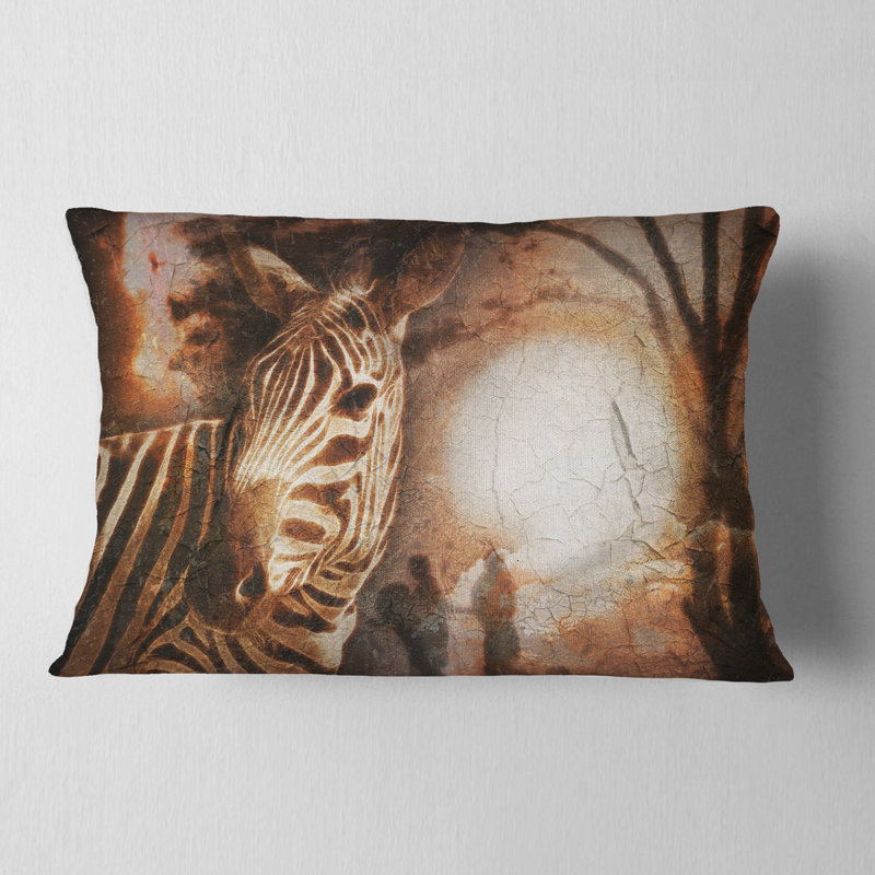 Coussin décoratif imprimé zèbre africain de style rétro