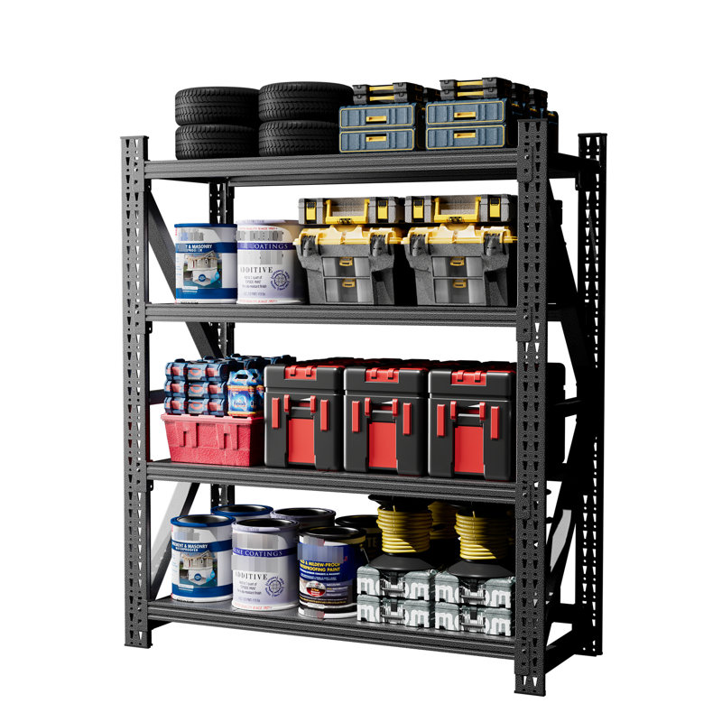Unité industrielle résistante réglable en métal 4000lbs 69h x 59w 23.6d pour garage d'entrepôt avec tablettes verticales ouvertes à l'arrière 4
