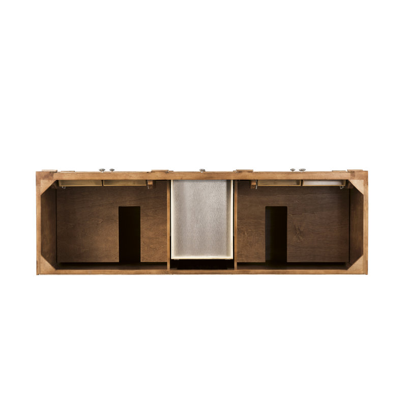 Meuble-lavabo double 72 po Bristol avec chargeur sans fil FreePower, Brun selle, Argent victorien