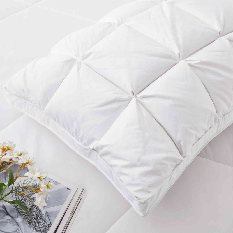 Luxury Pinch Pleat White Down Feather Pillows, 34" x 18"