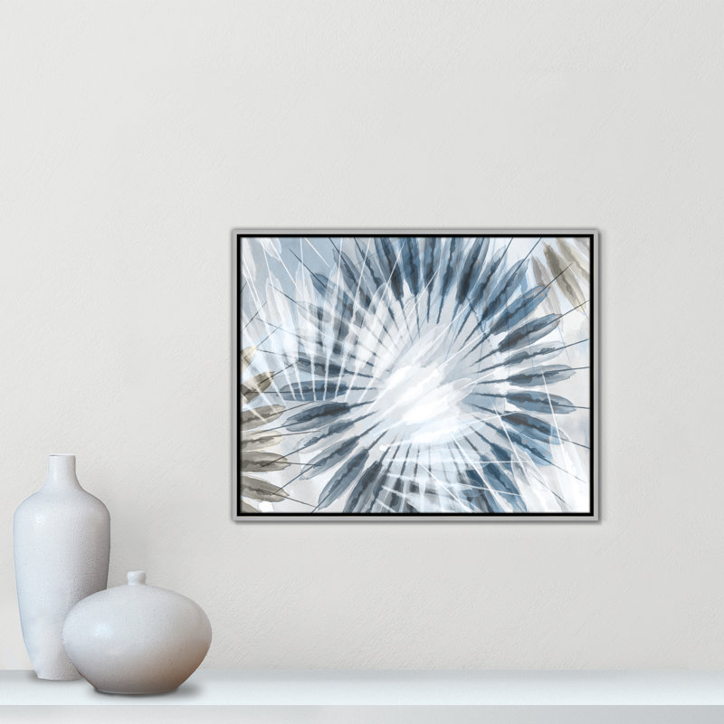 Dance of the Rays II - Blue Version Print par Eva Watts, Argent, H 23,5 po x l 29,5 po