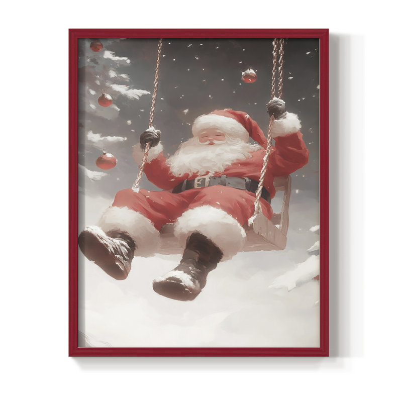 «Christmas Holiday Art», série 2-LXIV, reproduction encadrée - bois massif, H 30 po x l 24 po, Rouge