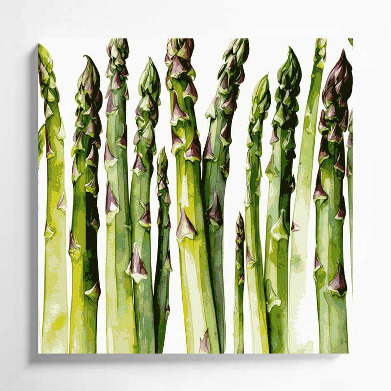 Art végétal sur toile vert légumes asperge, H 32 po x l 32 po