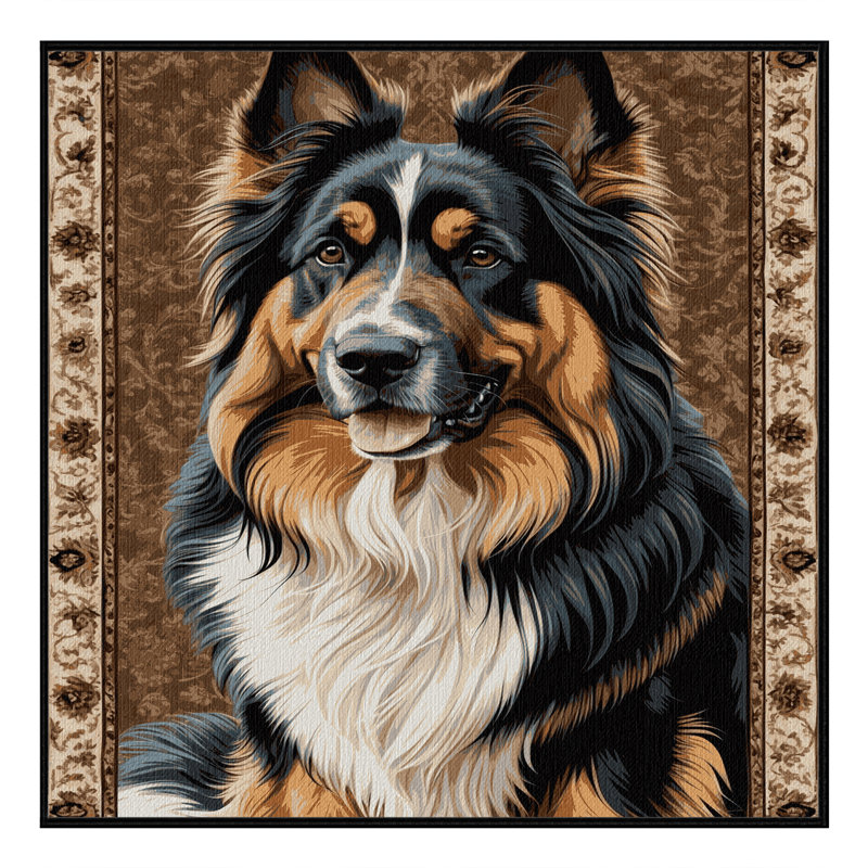  Tapis lavable pour chien de berger belge, Rond 5 pi