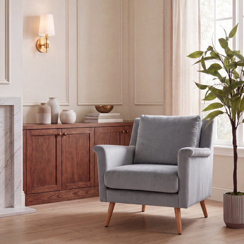 Fauteuil large en velours 28,74 po, Stone Velvet