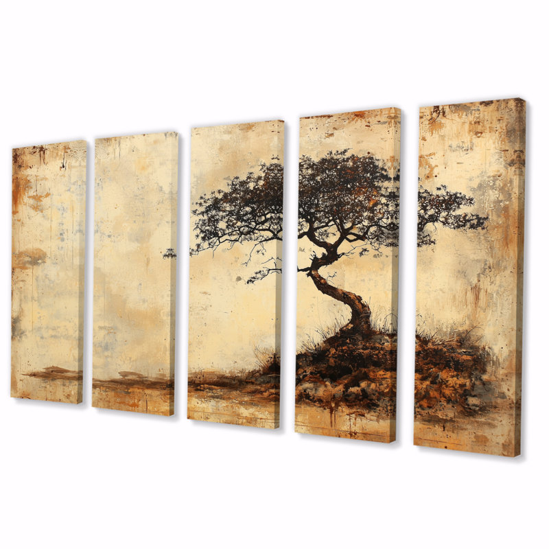 Ensemble de salon art mural jaune arbre jaune Savannah, H 28 po x l 60 po