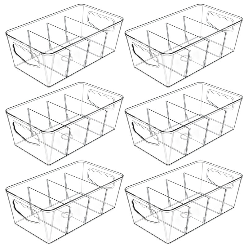 Bacs de rangement avec séparateurs amovibles, empilables avec séparateurs amovibles pour cuisine / réfrigérateur / comptoir, paquet de 6