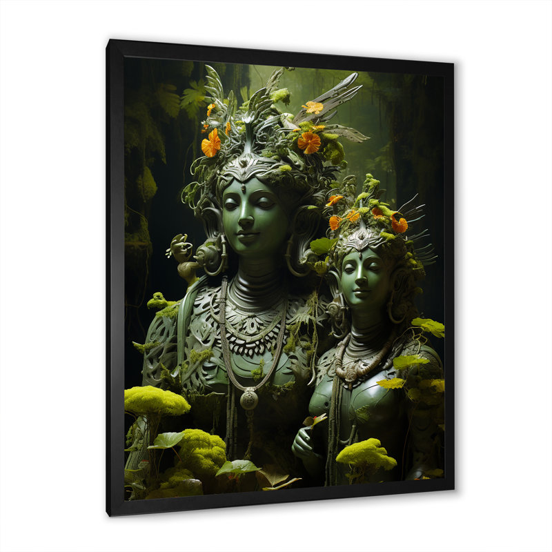 «Hinduism Ramas Forest Spirtual», reproduction d'art sur toile, Cadre simple noir, H 40 po x l 30 po x P 1,5 po