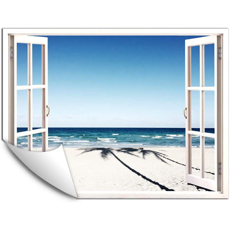 Deux grands ombres palmiers sur la plage, L 48 po x l 36 po