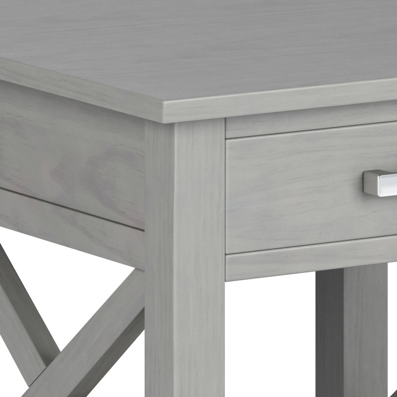 Fog Gray Solid Wood Transitional End Table with Storage