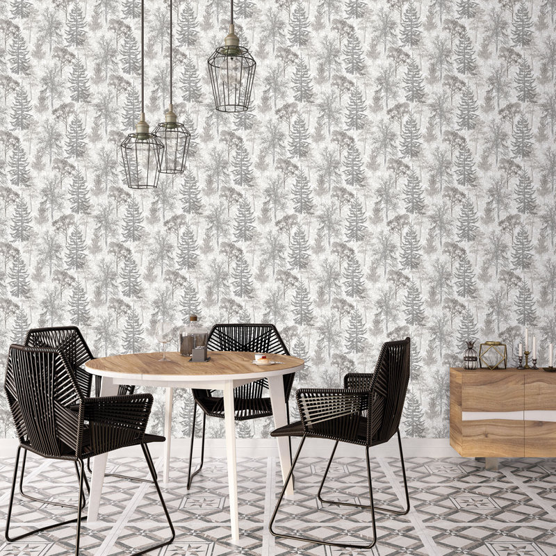Evergreen 10.05m x 53cm Wallpaper Roll, Dark Grey