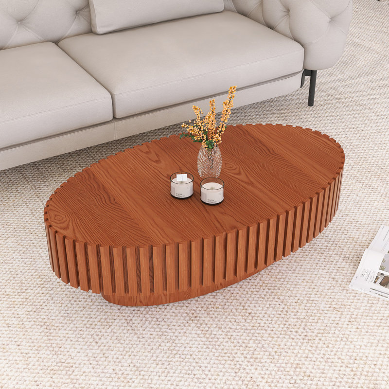 Table basse ovale en bois pour le salon, Naturel