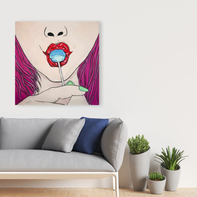 Lollipop - Figurative Red Canvas Art for Home Decor