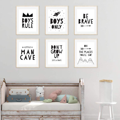 Delatte, garçons, règle, Little Man Cave, ensemble de 6 impressions sur papier