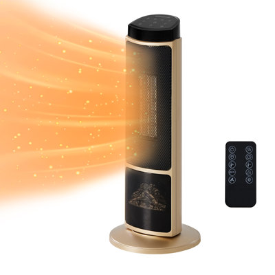 Space Heater For Indoor Use, 23Inch Portable Heater With Remote And Thermostat,7 Light Modes, 70°Oscillation, 12H Timer
