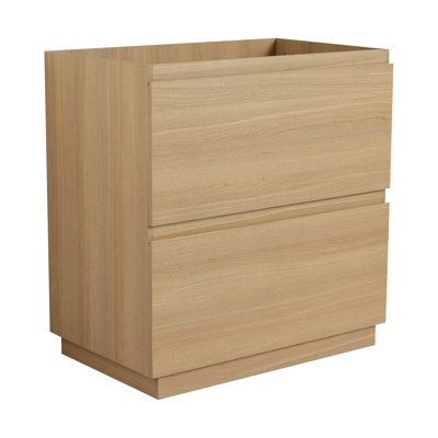 30" Bathroom Sink Vanity - Modern Double Drawer Cabinet Without Freestanding Oak Finish Engineered Wood Storage Cabinet, Undermount In Oak, Freestanding, Engineering Wood, Appealing Style