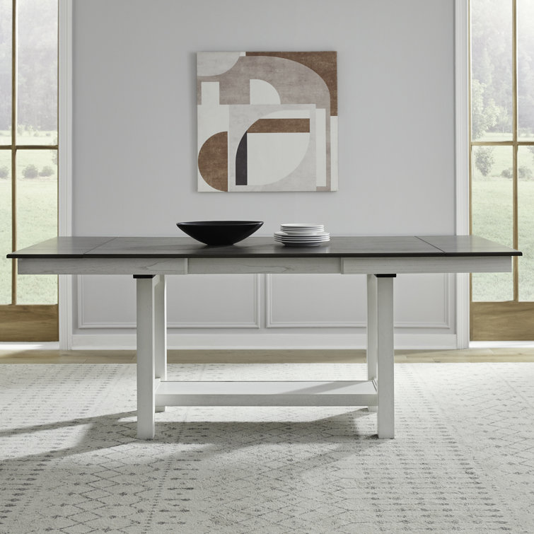 Luz Gathering Height Trestle Table Set w/ Upholstered Chairs