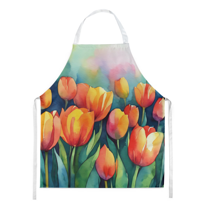 Tulipes dans un tablier aquarelle