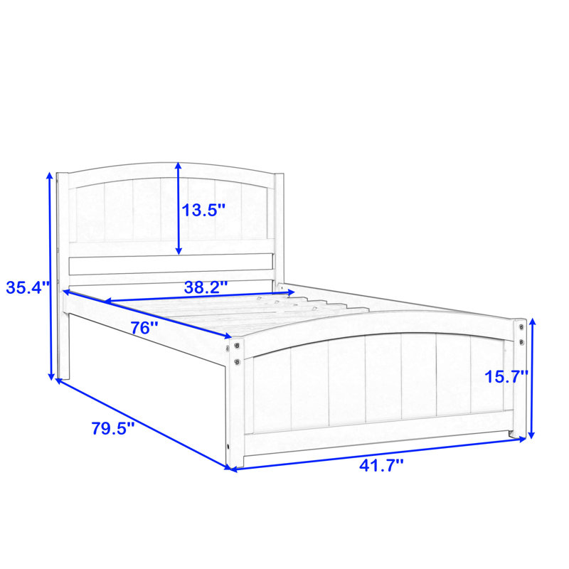 Twin Size Wood Platform Bed with Headboard, Espresso