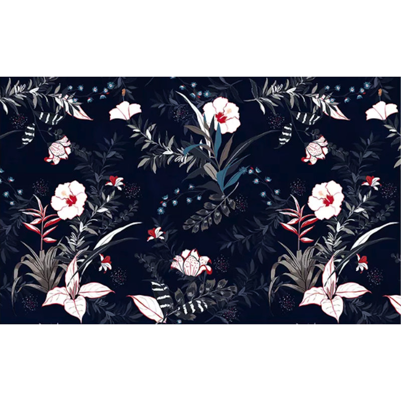 Papier peint amovible à fleurs foncées et fleurs blanches et rouges, L 48,96 po x l 75 po