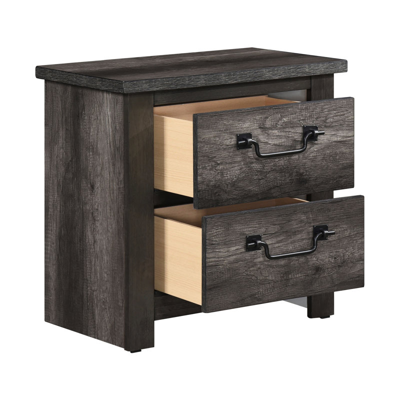Table de chevet grise 2 pour chambre à coucher - Finition de la surface sans assemblage dans les meubles