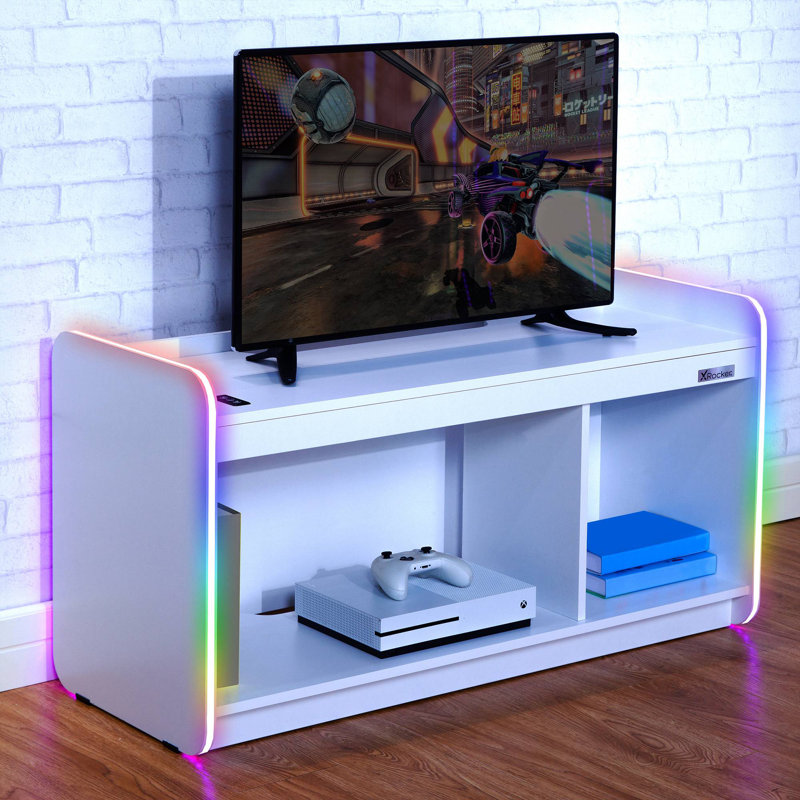 X Rocker Electra TV Media Unit with Neo Motion SYNC App Controlled LED Lights - Black, White