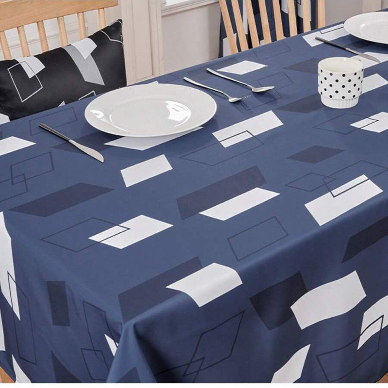 Parallel Mirror Patterned Tablecloth, 1 PCS, Blue, 54" x 54"