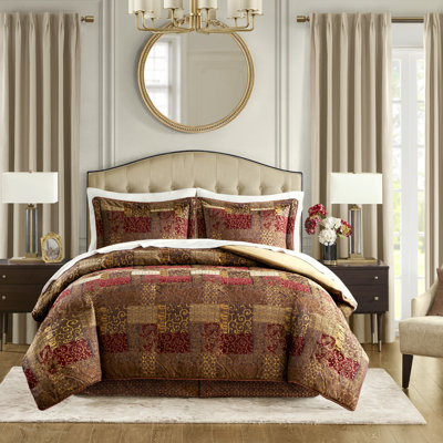 Édredon 4 pièces pour grand lit brun - devant en chenille, dos teint uni, garniture décorative en satin doux