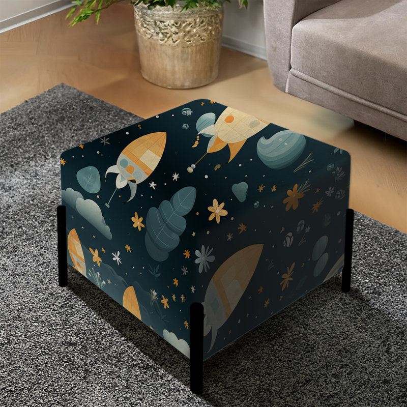 Space Rocket For Kids Bedroom - Kids Bedroom Square Ottoman