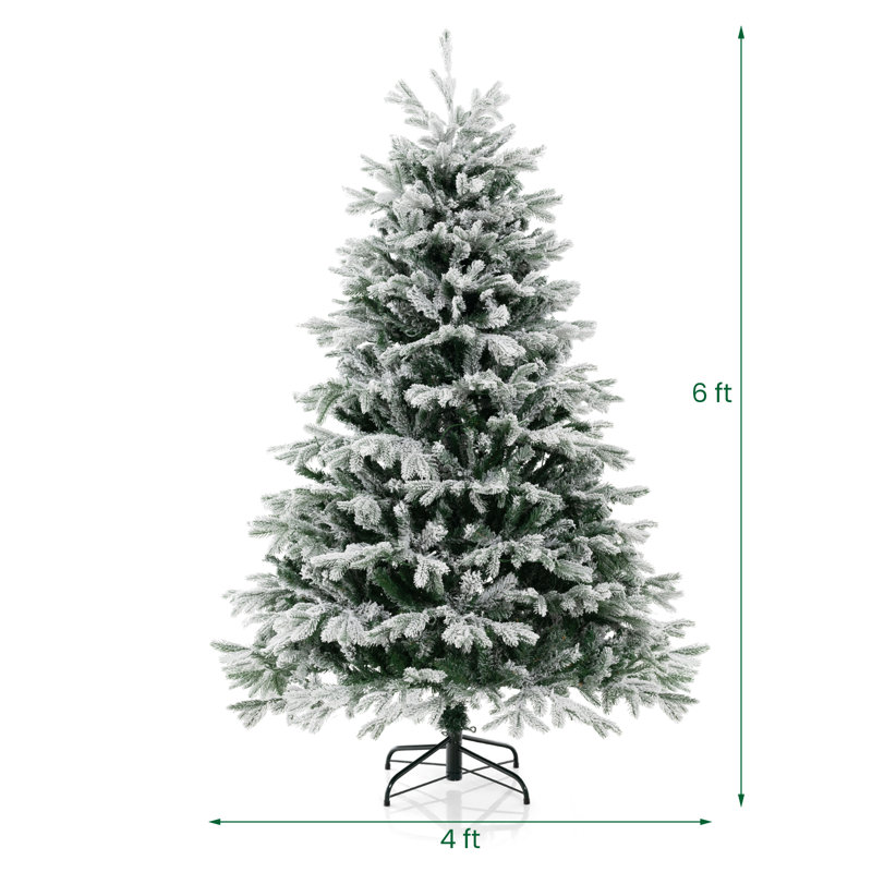 6 pi Arbre de Noël floqué avec lumière, installation rapide, 6'