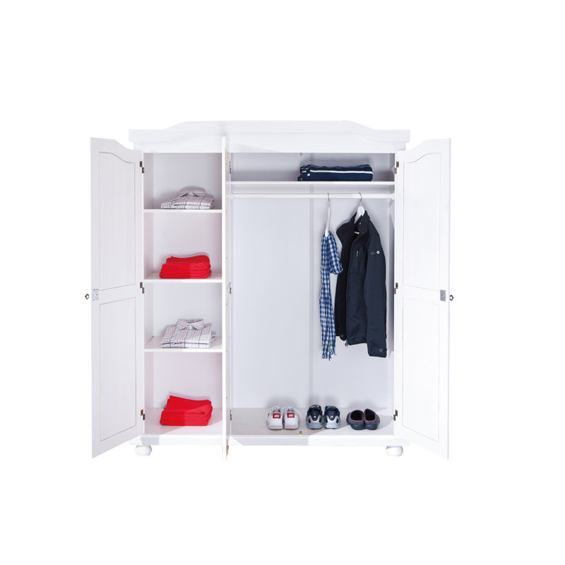 Gordan 3 Door Solid Wood Wardrobe, White