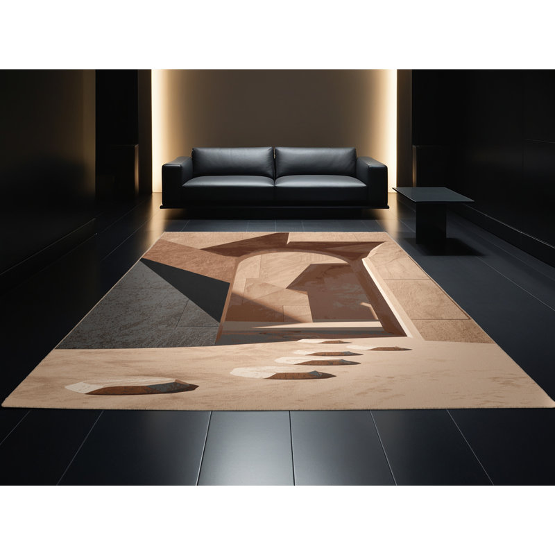 Tapis géométrique moderne et contemporain lavable à la machine Paxon, 3' Round