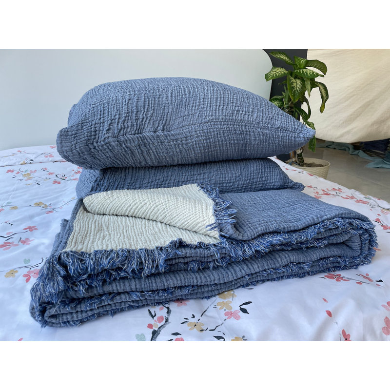 Muslin Shams Cotton Sham Set, Standard/Twin, Blue
